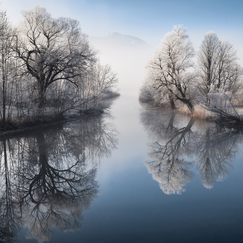 Обои деревья, озеро, природа, зима, отражение, пейзаж, парк, trees, lake, nature, winter, reflection, landscape, park разрешение 1920x1200 Загрузить