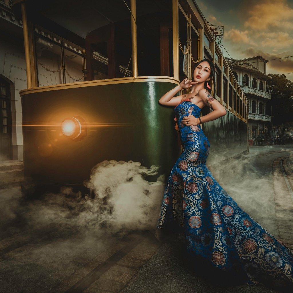 Обои стиль, платье, поза, трамвай, фигура, азиатка, style, dress, pose, tram, figure, asian разрешение 2048x1536 Загрузить