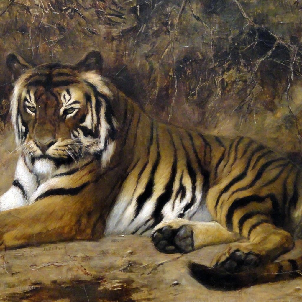 Обои тигр, картина, кошка, животное, жан-леон жером, tiger, picture, cat, animal, jean-leon gerome разрешение 2350x1533 Загрузить