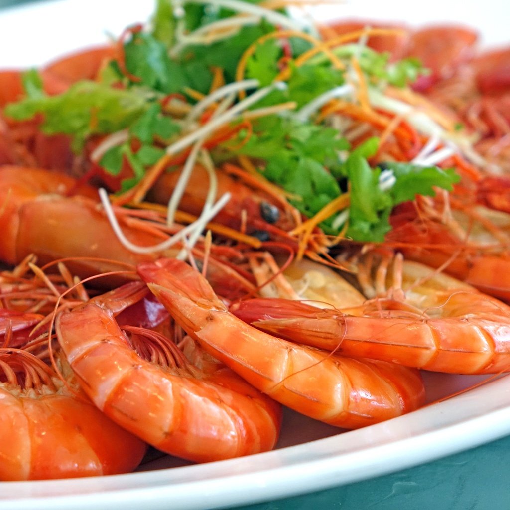 Обои зелень, морепродукты, креветки, greens, seafood, shrimp разрешение 4864x3648 Загрузить