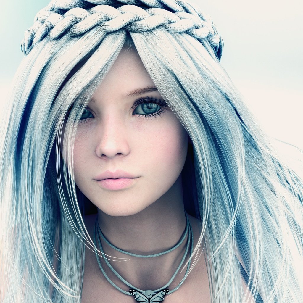 Бело голубые волосы девушка