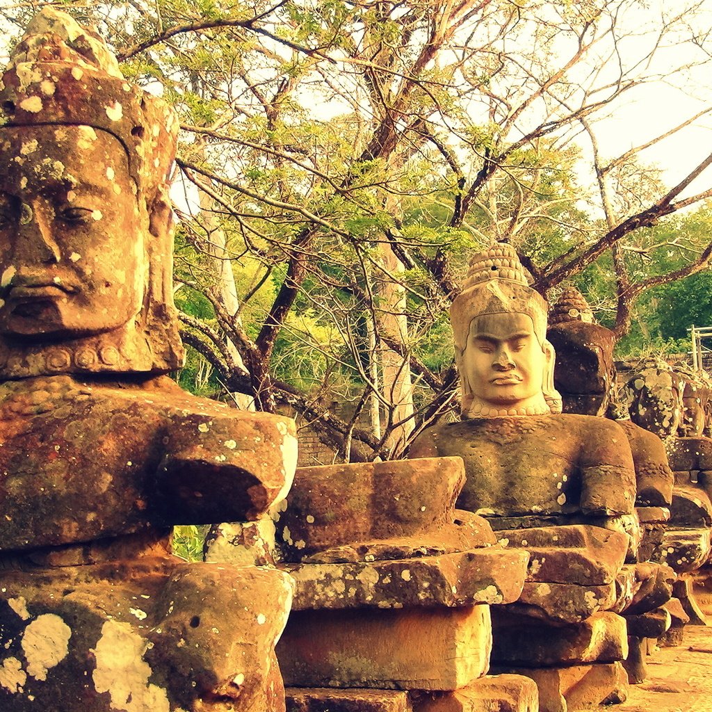 Обои статуи, камбоджа, ангкор ват, храмовый комплекс, statues, cambodia, angkor wat, the temple complex разрешение 1920x1080 Загрузить