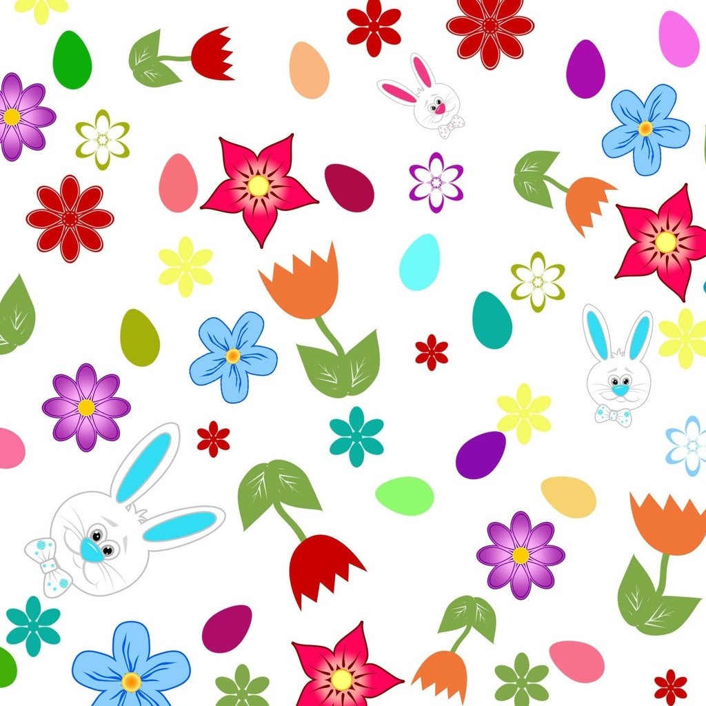 Обои цветы, обои, кролики, пасха, яйца, зайчики, flowers, wallpaper, rabbits, easter, eggs, bunnies разрешение 2560x1600 Загрузить