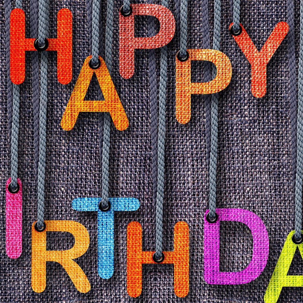 Обои буквы, ткань, полотно, текст, праздник, день рождения, letters, fabric, canvas, text, holiday, birthday разрешение 2560x1440 Загрузить