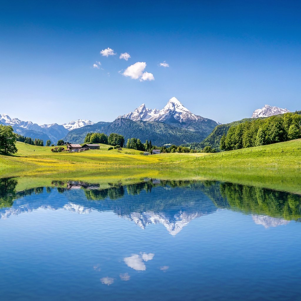 Обои небо, деревья, озеро, горы, лес, отражение, лето, альпы, the sky, trees, lake, mountains, forest, reflection, summer, alps разрешение 5500x3909 Загрузить