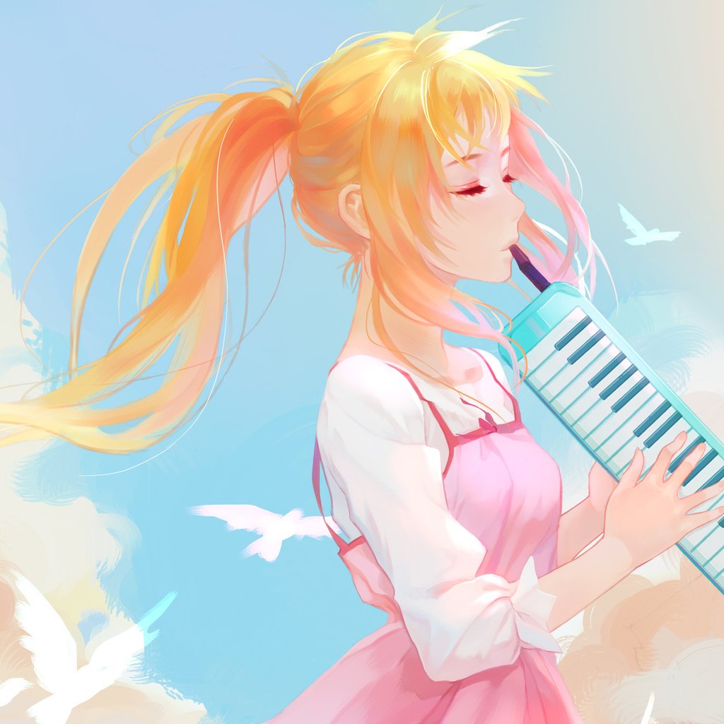 Обои девушка, волосы, лицо, закрытые глаза, kaori miyazono, girl, hair, face, closed eyes разрешение 2913x1821 Загрузить