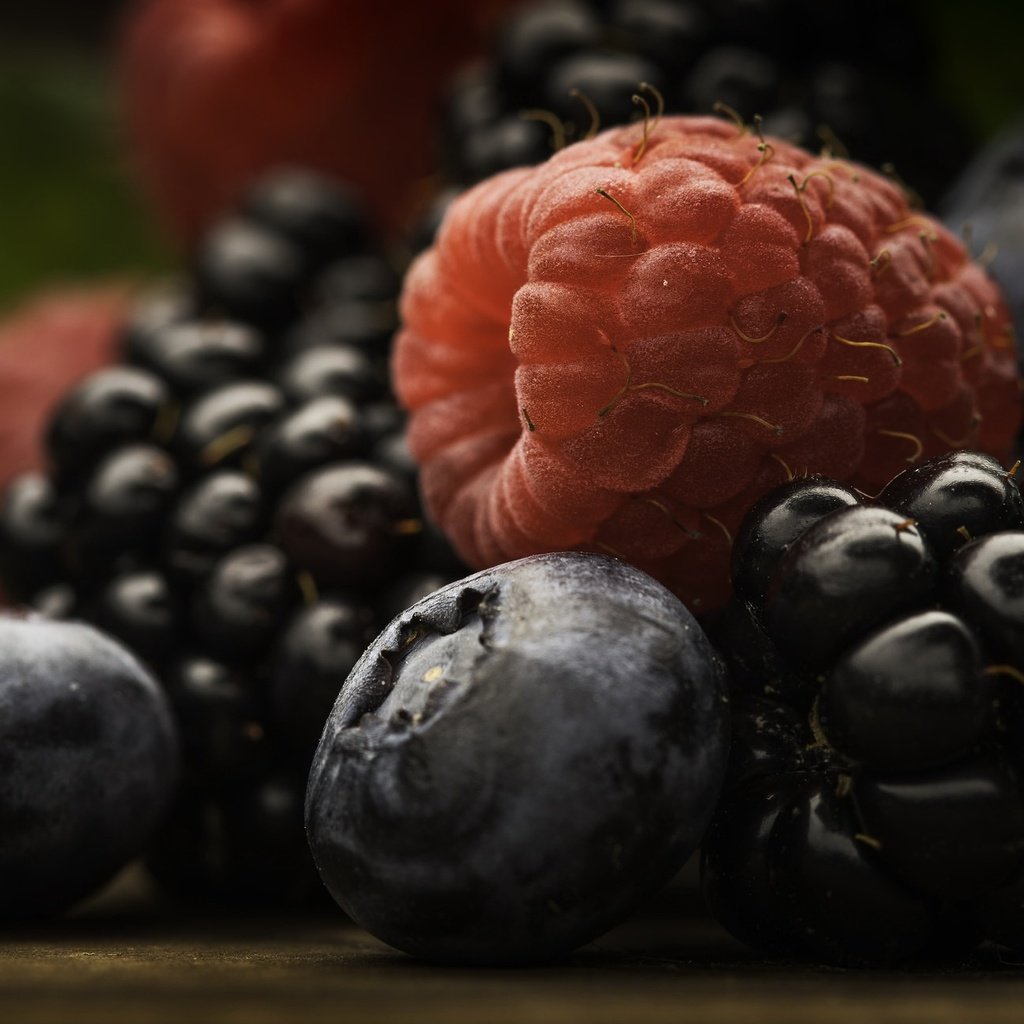 Обои макро, малина, еда, ягоды, черника, ежевика, macro, raspberry, food, berries, blueberries, blackberry разрешение 2027x1290 Загрузить