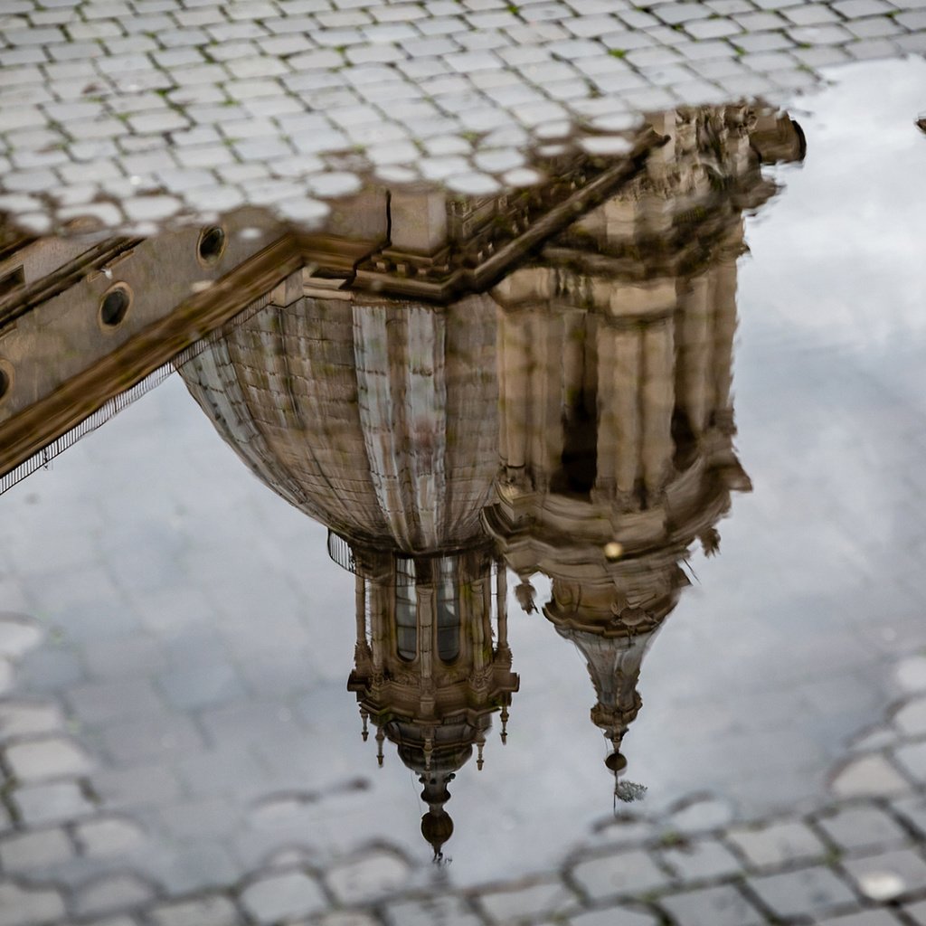 Обои отражение, собор, италия, рим, лужа, reflection, cathedral, italy, rome, puddle разрешение 1920x1200 Загрузить