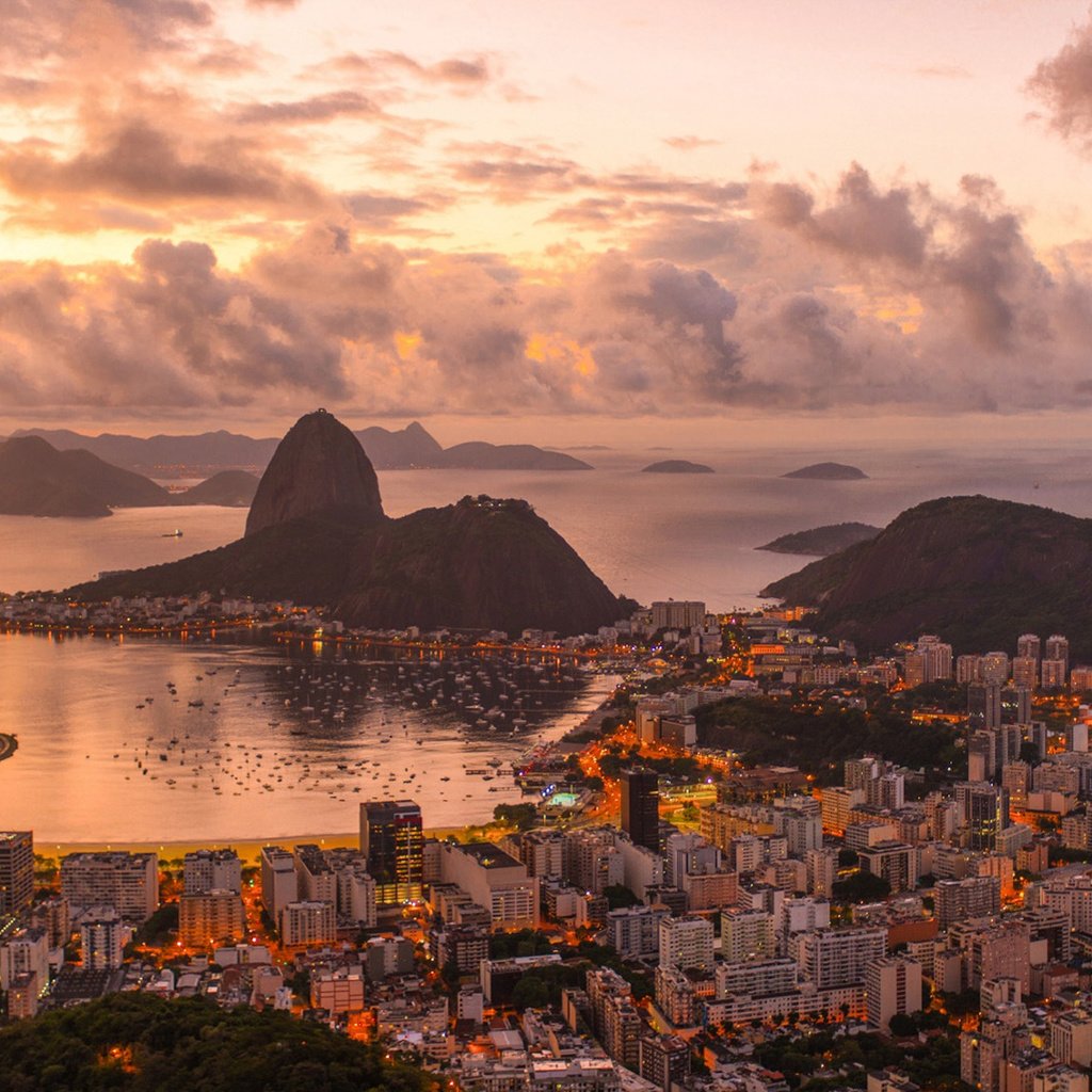 Обои пейзаж, панорама, город, бразилия, рио-де-жанейро, де, landscape, panorama, the city, brazil, rio de janeiro, de разрешение 1920x1080 Загрузить