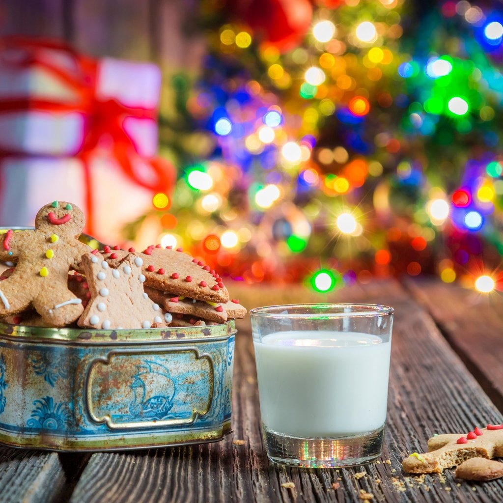 Обои новый год, елка, рождество, молоко, печенье, выпечка, new year, tree, christmas, milk, cookies, cakes разрешение 2880x1800 Загрузить
