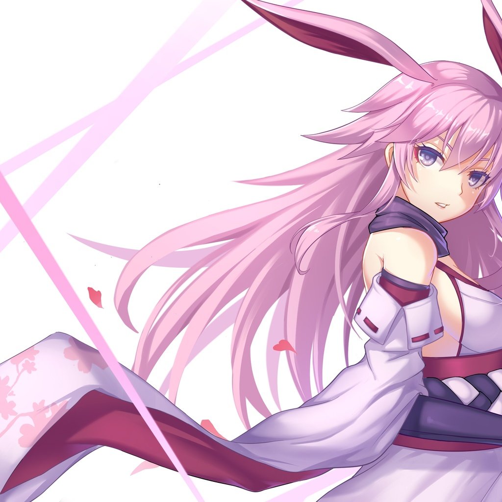 Обои лепестки, bunny ears, розовые волосы, аниме девочка, traditional clothes, petals, pink hair, anime girl разрешение 3200x1984 Загрузить