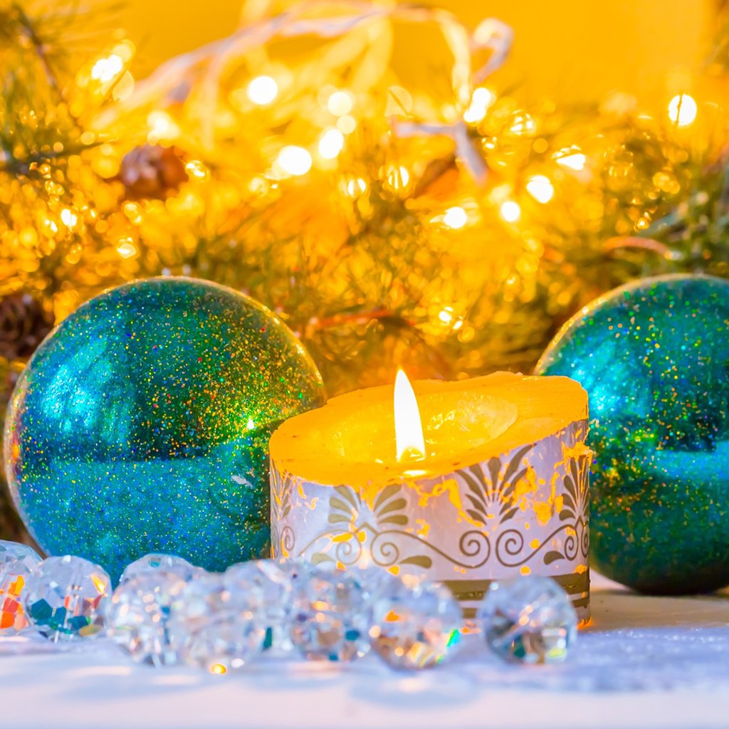 Обои новый год, шары, свеча, рождество, елочные украшения, гирлянда, мишура, viktoriya gaman, new year, balls, candle, christmas, christmas decorations, garland, tinsel разрешение 1920x1200 Загрузить