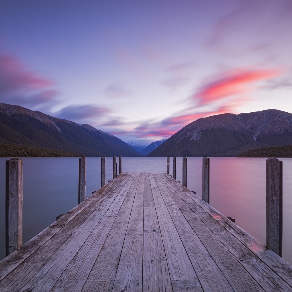 Обои озеро, горы, природа, мостик, пейзаж, jon teo, lake, mountains, nature, the bridge, landscape разрешение 1920x1200 Загрузить