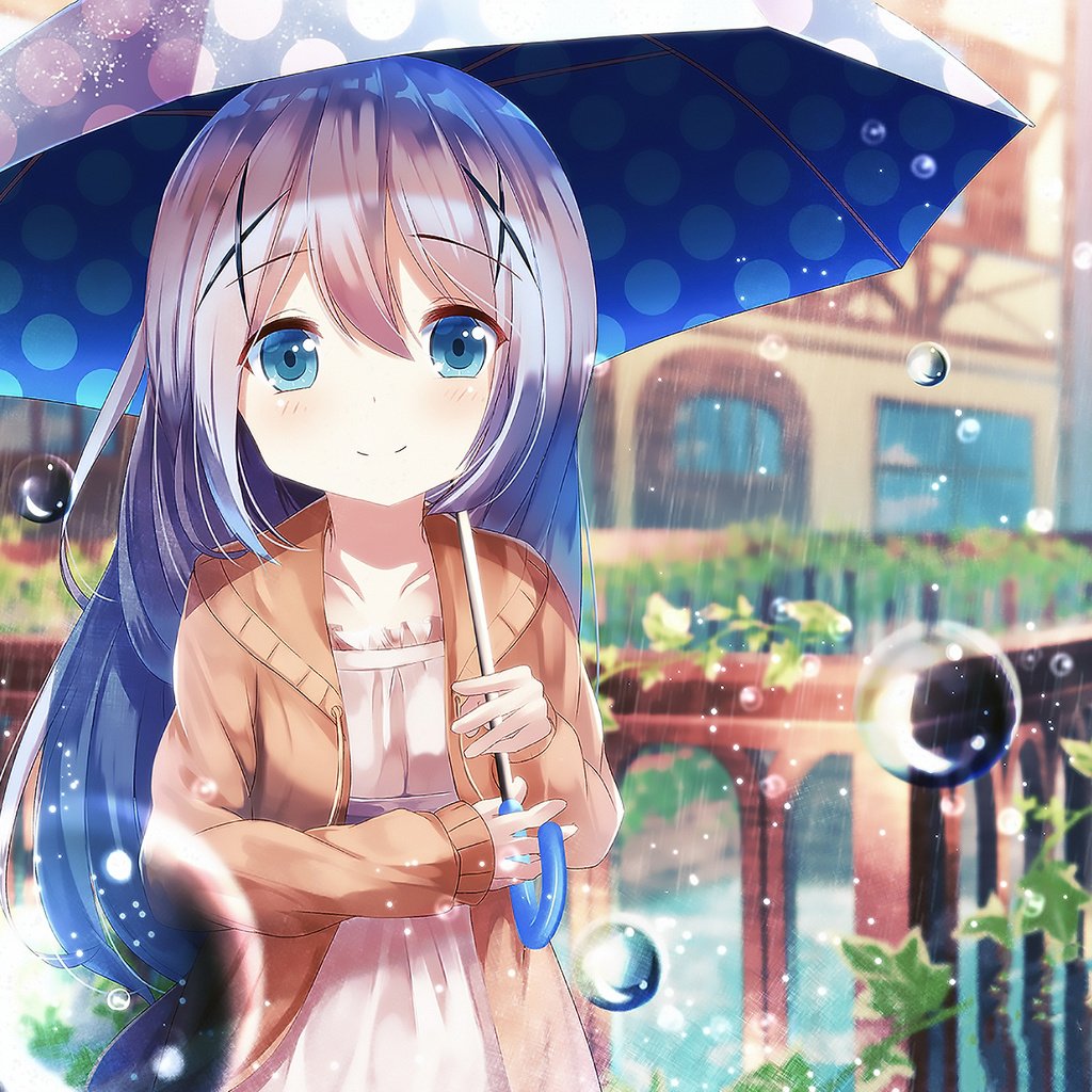 Обои девушка, chino kafū, is the order a rabbit, капли, взгляд, дождь, волосы, зонт, лицо, аниме девочка, girl, drops, look, rain, hair, umbrella, face, anime girl разрешение 1920x1685 Загрузить
