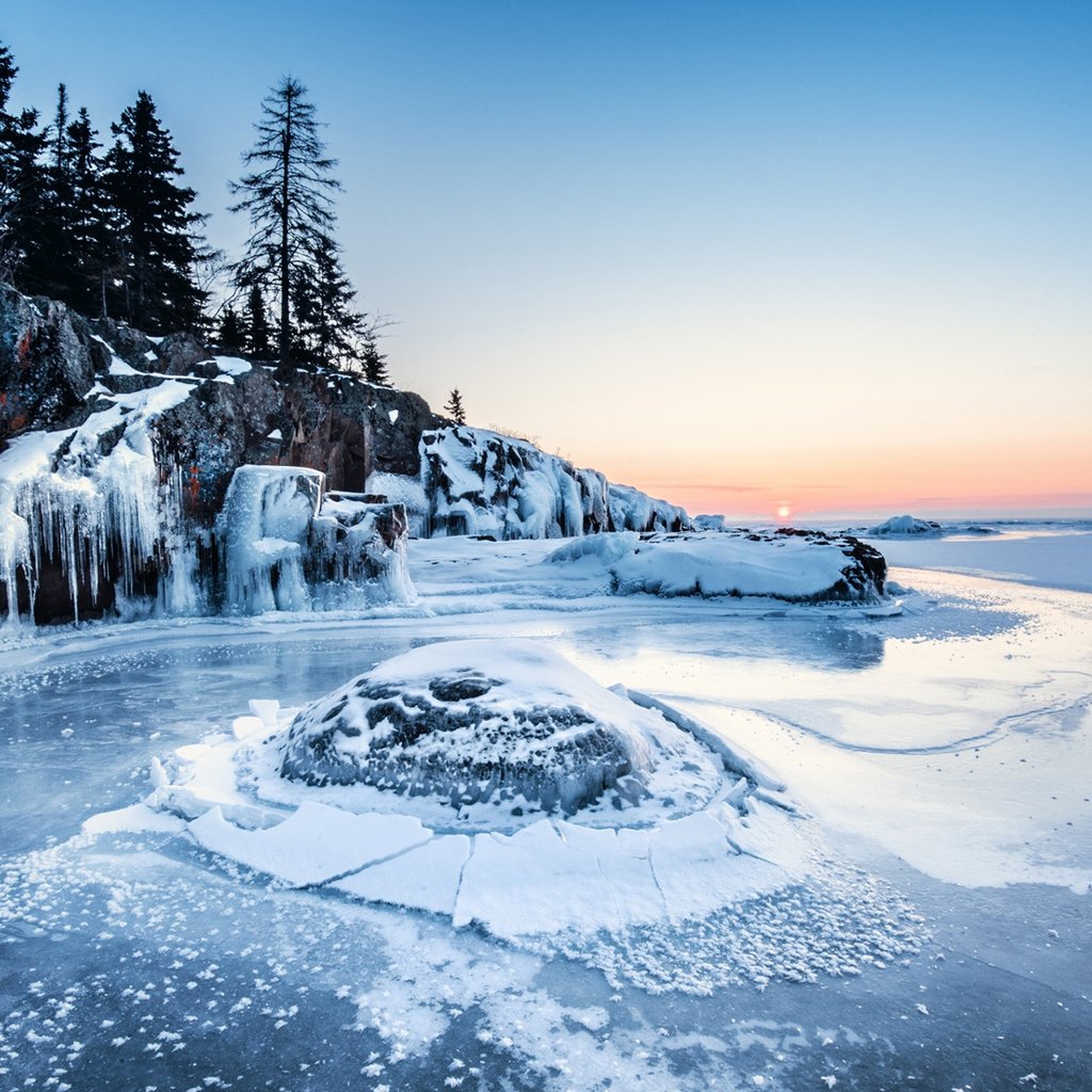 Обои озеро, природа, лес, зима, пейзаж, лёд, lake, nature, forest, winter, landscape, ice разрешение 1920x1200 Загрузить