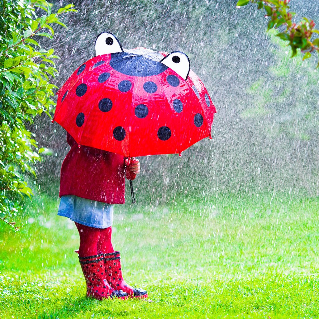 Обои трава, ветки, дети, девочка, дождь, зонт, ребенок, grass, branches, children, girl, rain, umbrella, child разрешение 2880x1800 Загрузить