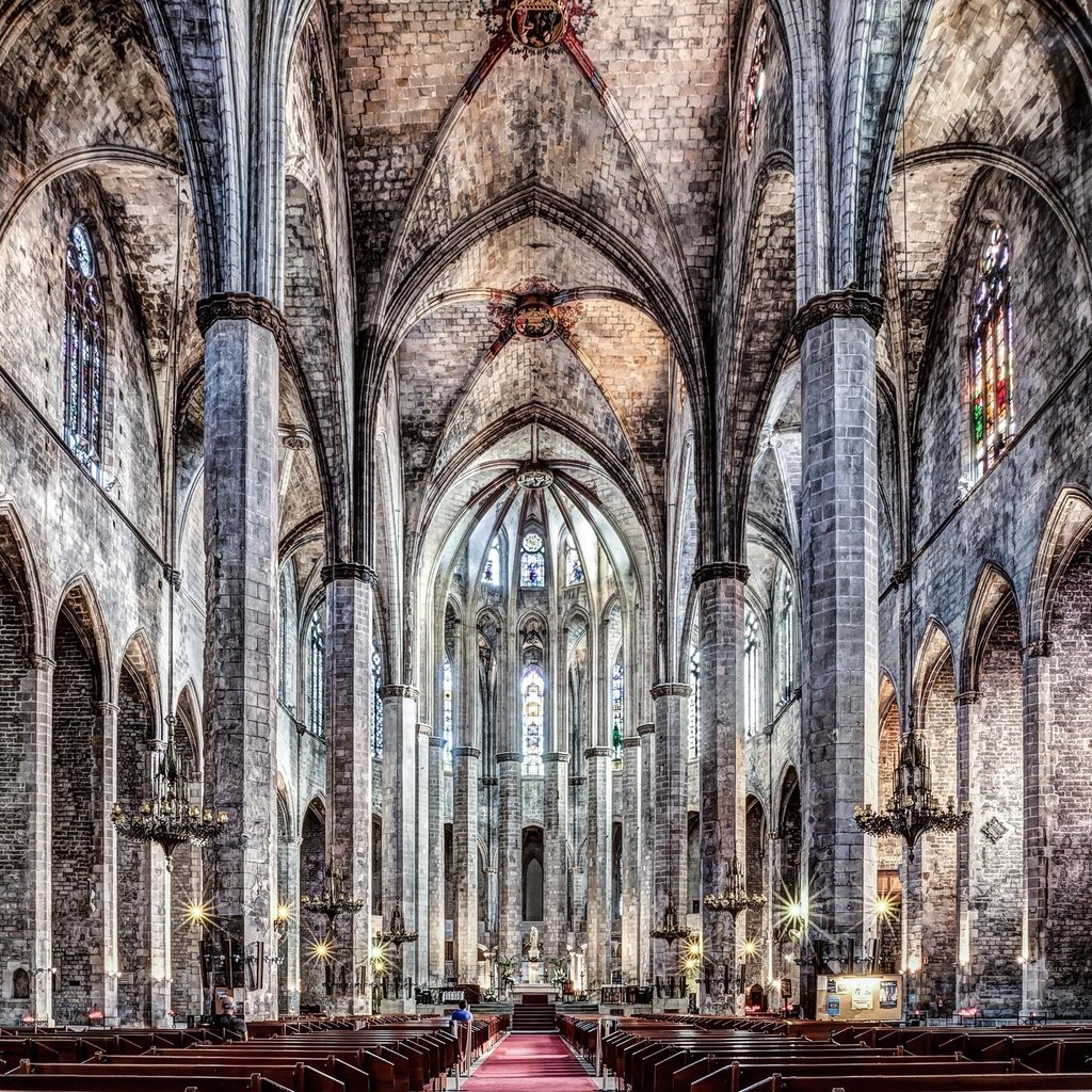 Обои церковь, испания, барселона, каталония, santa maria, санта-мария-дель-мар, church, spain, barcelona, catalonia, santa maria del mar разрешение 3840x2160 Загрузить