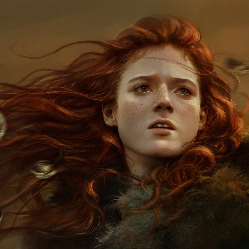 Обои арт, девушка, рыжая, лицо, перья, веснушки, игра престолов, ygritte, art, girl, red, face, feathers, freckles, game of thrones разрешение 1920x1186 Загрузить