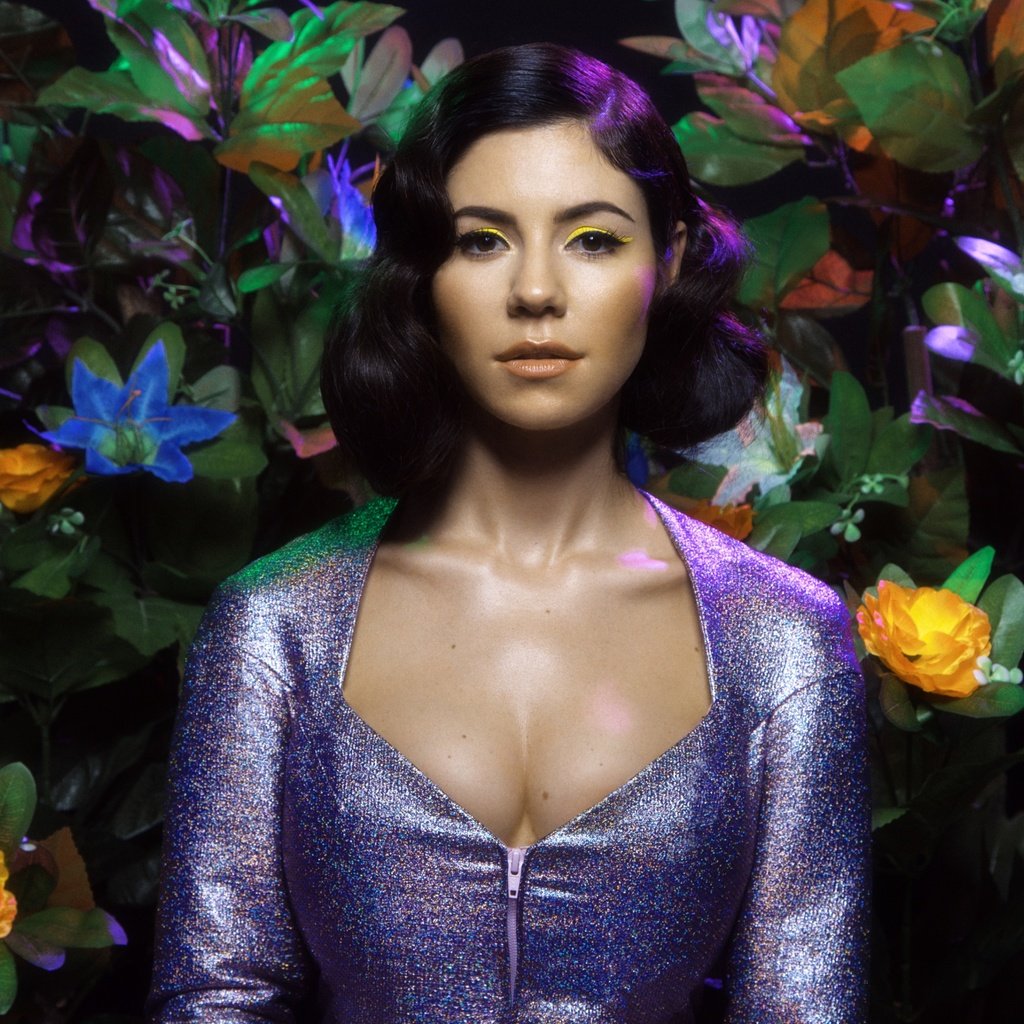 Обои цветы, декольте, девушка, marina and the diamonds, марина ламбрини диамандис, платье, брюнетка, взгляд, волосы, лицо, певица, flowers, neckline, girl, marina diamandis lambrini, dress, brunette, look, hair, face, singer разрешение 3743x2495 Загрузить