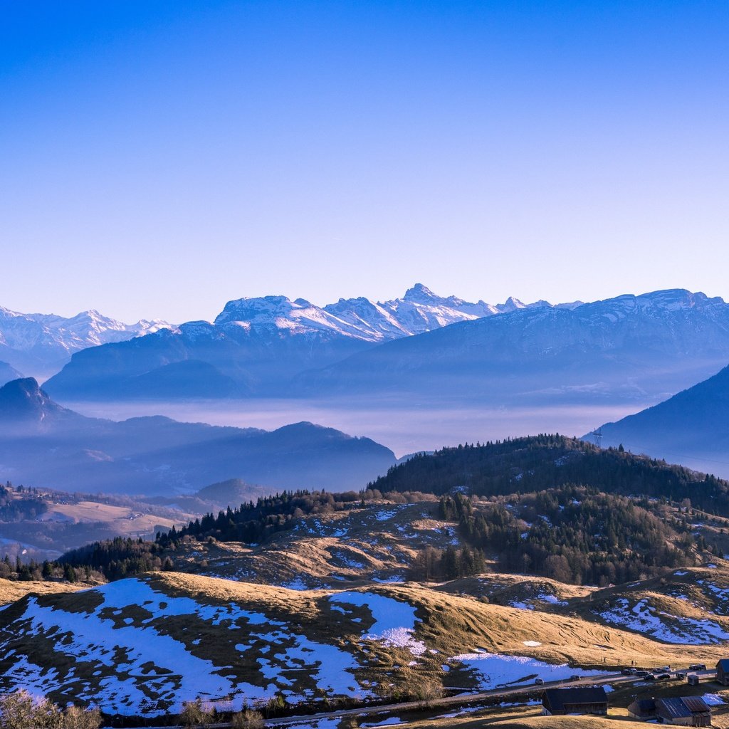 Обои деревья, горы, снег, trees, mountains, snow разрешение 6000x4000 Загрузить