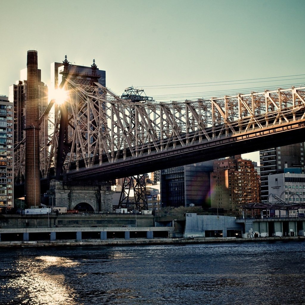 Обои утро, мост, город, мегаполис, сша, нью-йорк, квинсборо мост, morning, bridge, the city, megapolis, usa, new york, the queensboro bridge разрешение 1920x1200 Загрузить