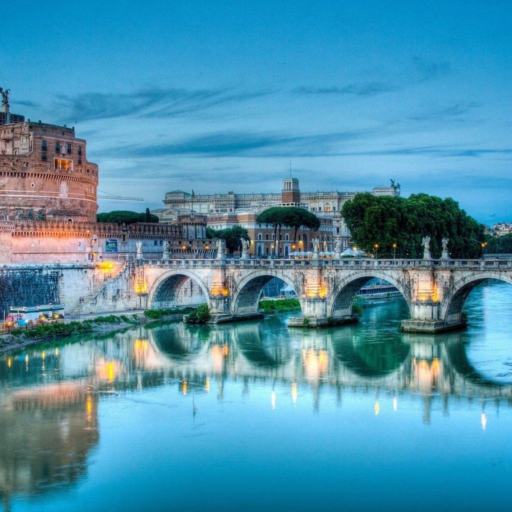 Обои река, мост, италия, рим, замок святого ангела, тибр, river, bridge, italy, rome, castel sant'angelo, the tiber разрешение 2708x1523 Загрузить