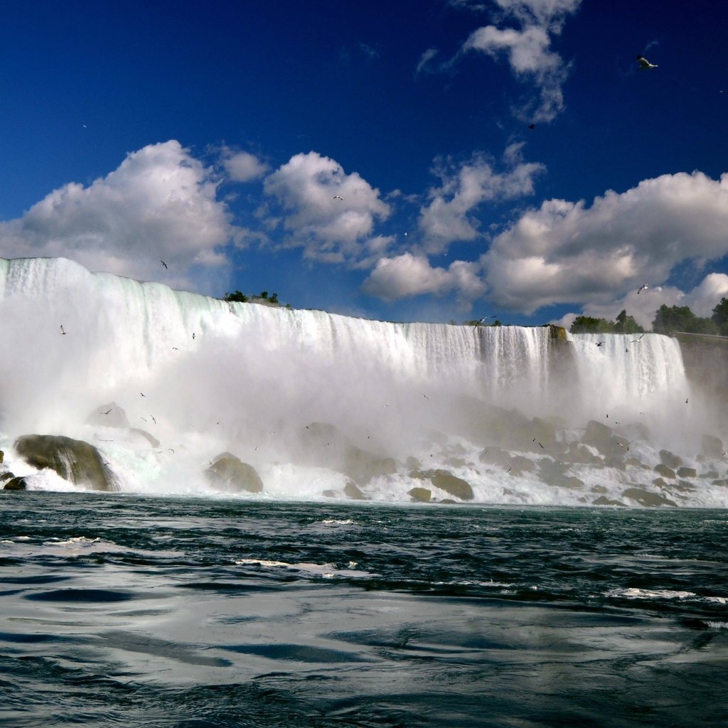 Обои небо, облака, водопад, канада, онтарио, ниагарский водопад, the sky, clouds, waterfall, canada, ontario, niagara falls разрешение 3840x2160 Загрузить