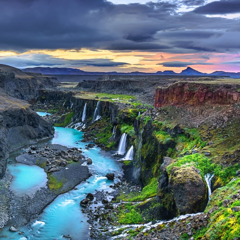 Обои река, водопад, каньон, исландия, водопады, высокогорье, sigoldugljufur, river, waterfall, canyon, iceland, waterfalls, highlands разрешение 3840x2160 Загрузить