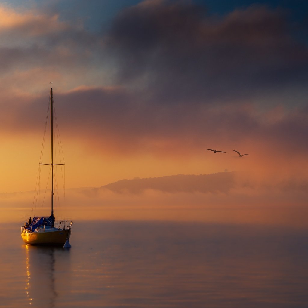 Обои море, лодка, чайки, sea, boat, seagulls разрешение 2500x1406 Загрузить