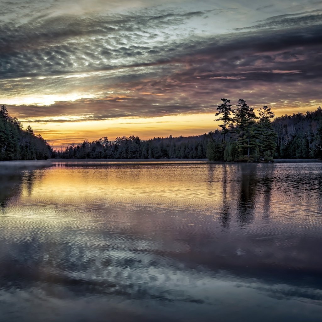 Обои озеро, природа, закат, lake, nature, sunset разрешение 3840x2160 Загрузить