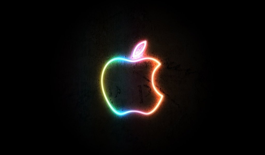 Обои неон, черный, логотип, эппл, neon, black, logo, apple разрешение 1920x1200 Загрузить
