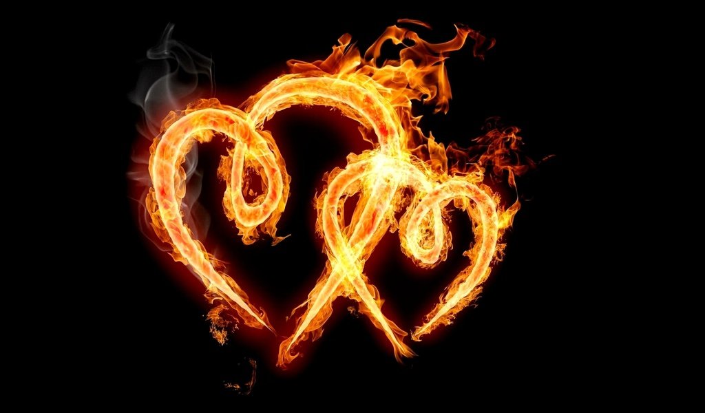 Обои фон, черный, сердца, два, огненых, background, black, heart, two, fire разрешение 1920x1200 Загрузить