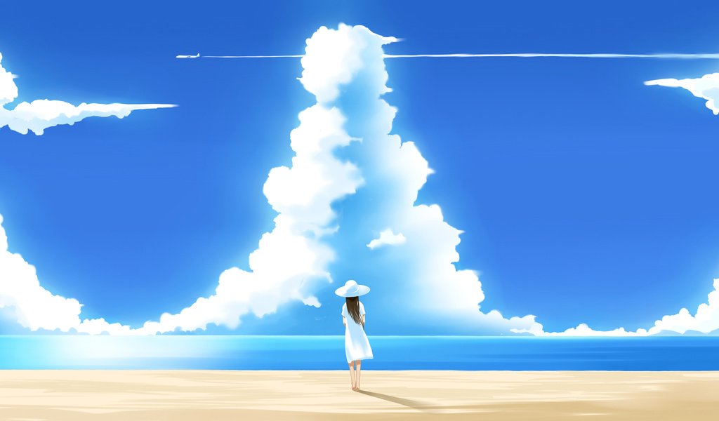Обои небо, облака, пляж, лето, the sky, clouds, beach, summer разрешение 1920x1080 Загрузить