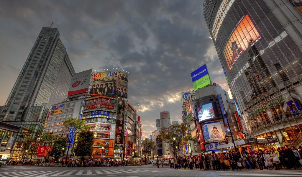 Обои закат, японии, shibuya, sunset, japan разрешение 5616x3744 Загрузить