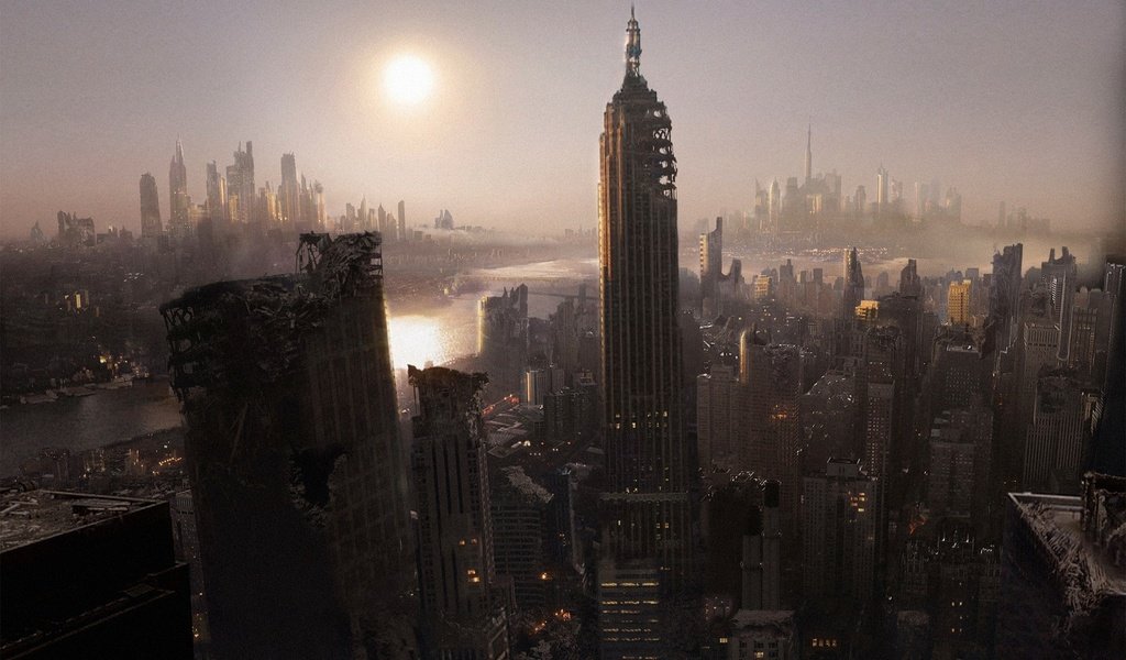 Обои небоскребы, нью-йорк, разрушения, катастрофа, skyscrapers, new york, destruction, disaster разрешение 1920x1200 Загрузить