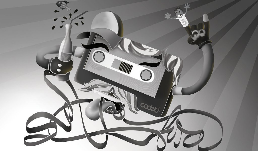 Обои черно-белая, лента, касета, black and white, tape, cassette разрешение 1920x1200 Загрузить