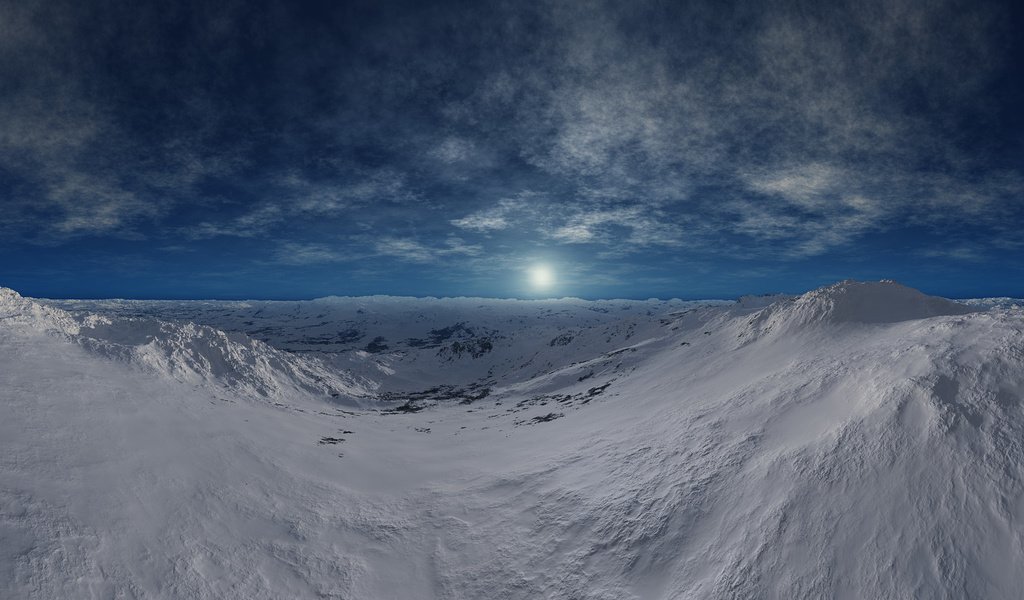 Обои небо, горы, солнце, зима, горизонт, даль, холод, the sky, mountains, the sun, winter, horizon, dal, cold разрешение 1920x1200 Загрузить