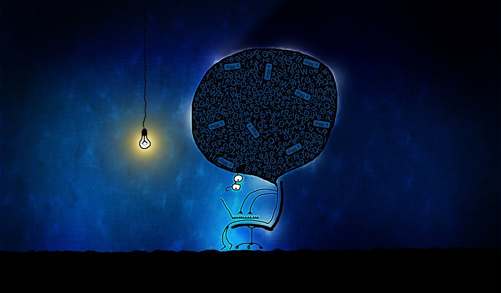 Обои рисунок, юмор, лампочка, компьютерщик, figure, humor, light bulb, geek разрешение 2560x1600 Загрузить