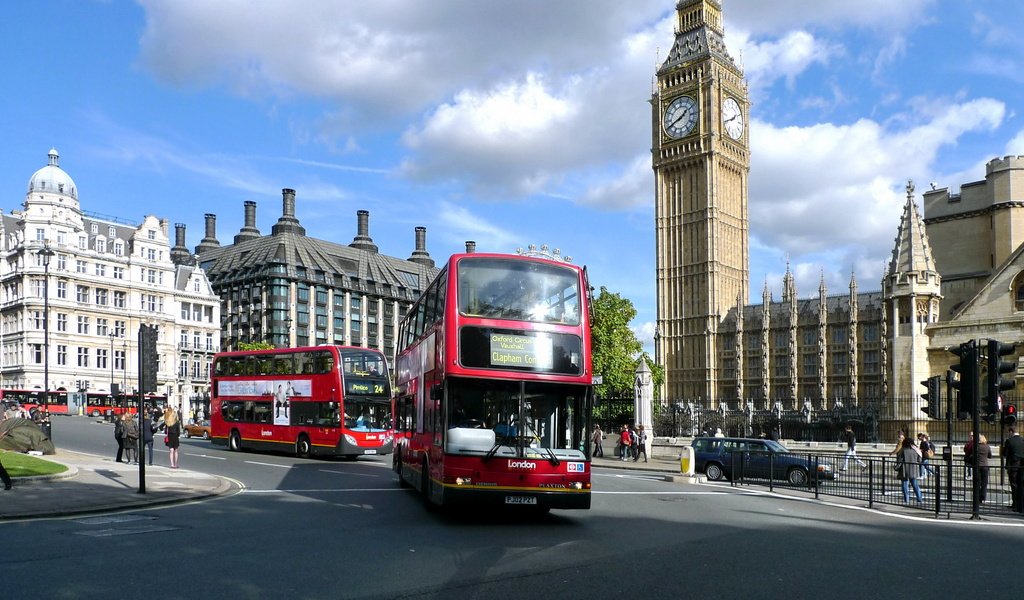 Обои лондон, телефонная будка, автобус, биг бен, автобусы, london, phone booth, bus, big ben, buses разрешение 3674x1953 Загрузить