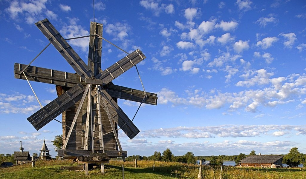 Обои мельница, онежское озеро, карелия, mill, lake onega, karelia разрешение 1920x1200 Загрузить