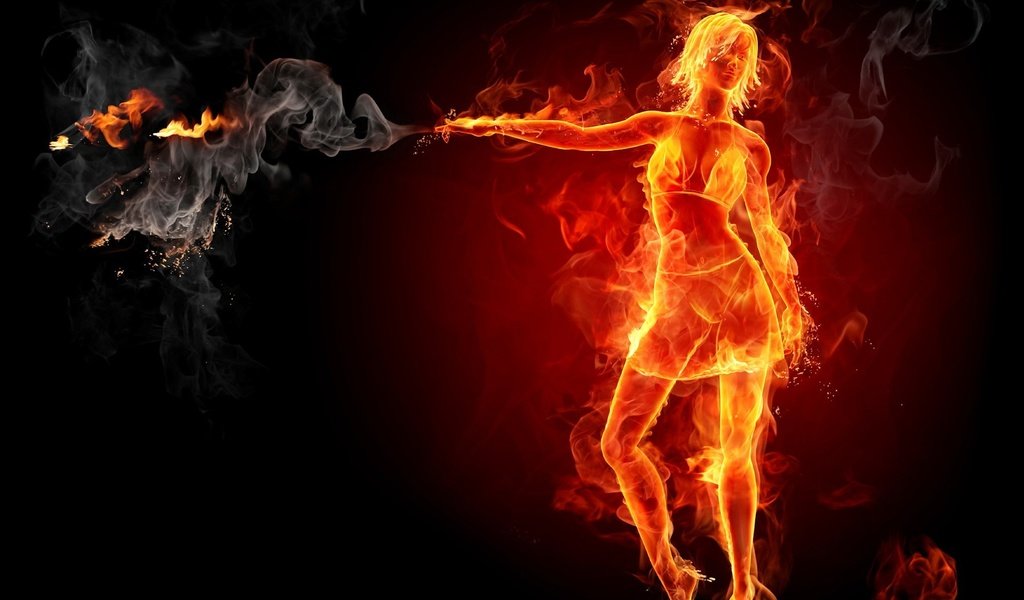 Обои девушка, огонь, дым, girl, fire, smoke разрешение 1920x1440 Загрузить