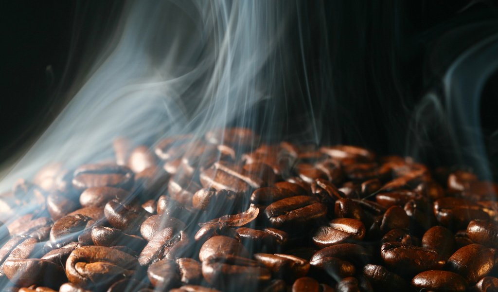 Обои зерна, кофе, пар, кофейные зерна, аромат, обжарка, grain, coffee, couples, coffee beans, aroma, roasting разрешение 1920x1200 Загрузить