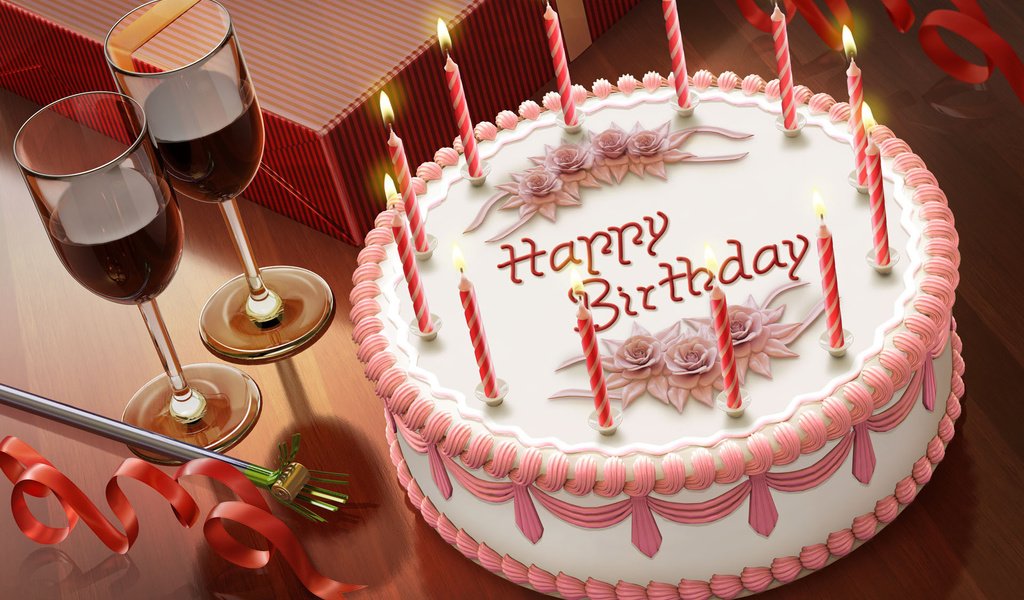Обои свечи, бокалы, торт, с днем ​​рождения, candles, glasses, cake, happy birthday разрешение 1920x1200 Загрузить