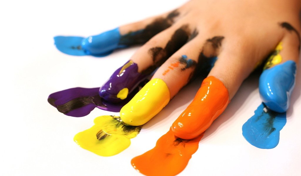 Обои рука, краска, пальцы, hand, paint, fingers разрешение 1920x1200 Загрузить
