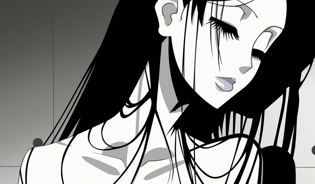 Обои девушка, настроение, чёрно-белое, манга, girl, mood, black and white, manga разрешение 1920x1079 Загрузить