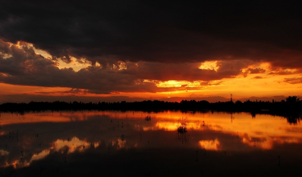 Обои вечер, озеро, закат, отражение, покой, the evening, lake, sunset, reflection, peace разрешение 1920x1080 Загрузить