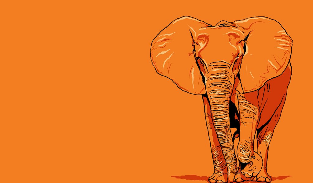 Обои арт, рисунок, слон, гигант, оранжевое, art, figure, elephant, giant, orange разрешение 2560x1600 Загрузить