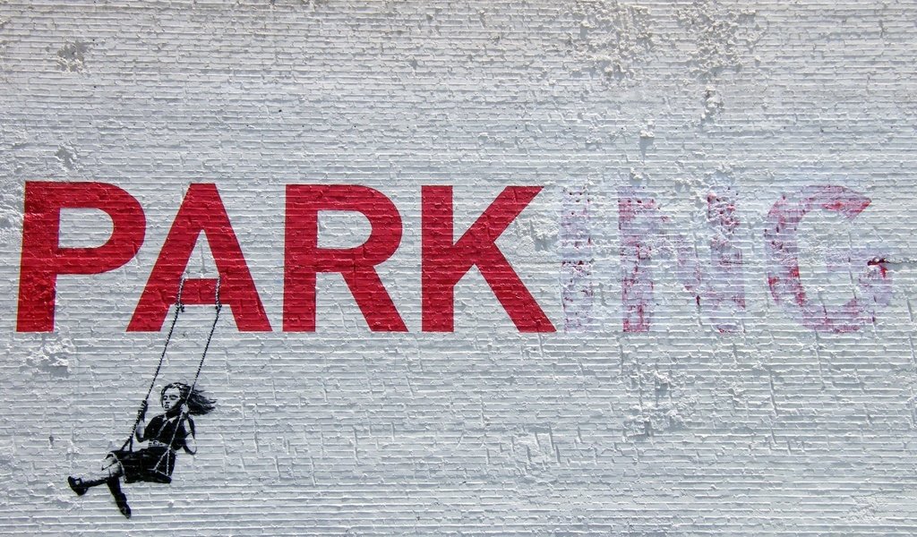 Обои трафарет, banksy, park-ing, графитти, gевочка, stencil, parking, graffiti, girl разрешение 2640x1980 Загрузить