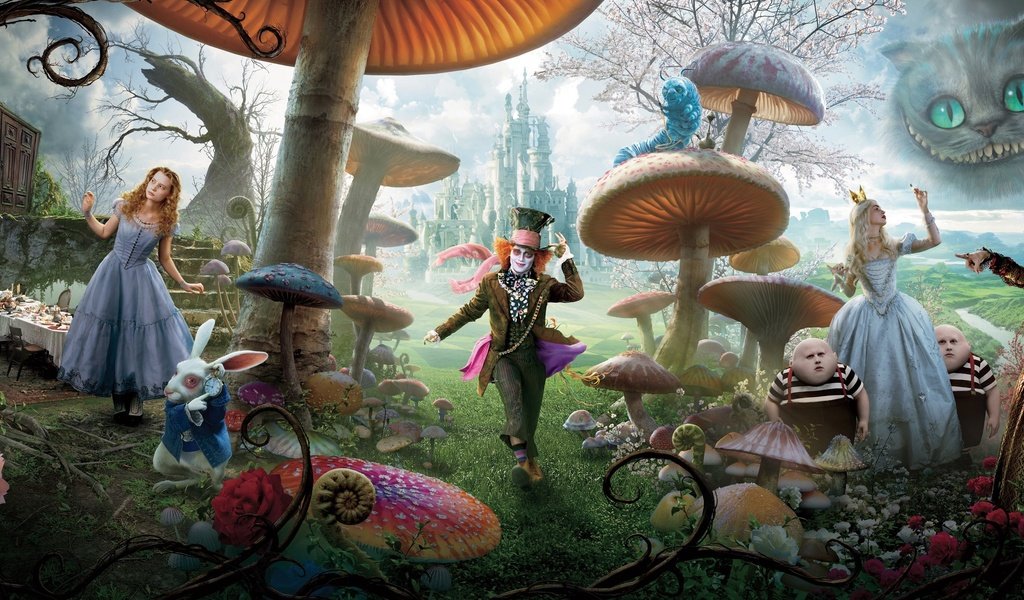 Обои алиса в стране чудес, алиса, тим бартон, alice in wonderland, alice, tim burton разрешение 2560x1440 Загрузить