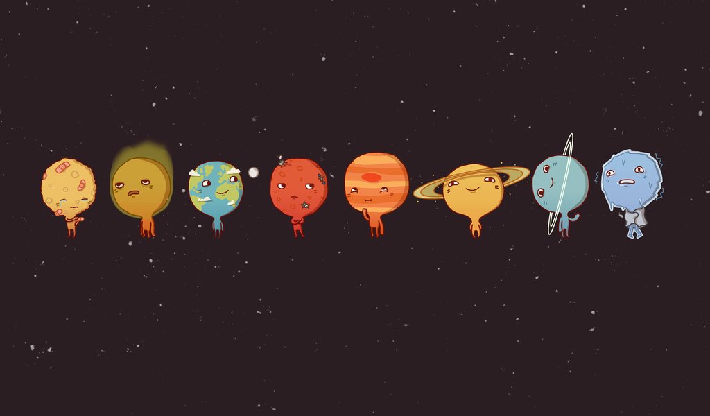 Обои солнечная система, планеты, planets, мультики, solar system, planet, cartoons разрешение 1920x1200 Загрузить